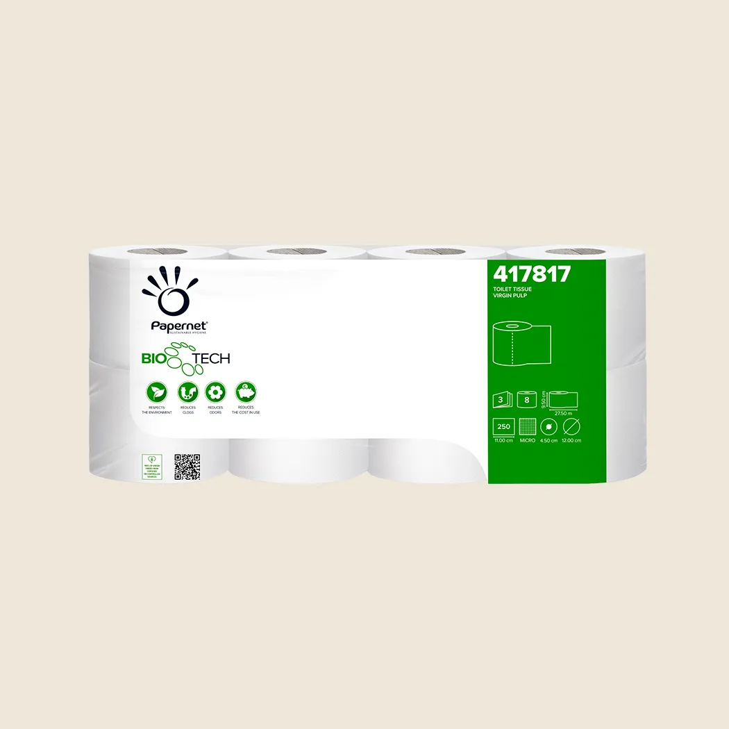 [B0501.0301] BioTech toiletpapier met enzymen 3lg 250v - pak (8 rollen)