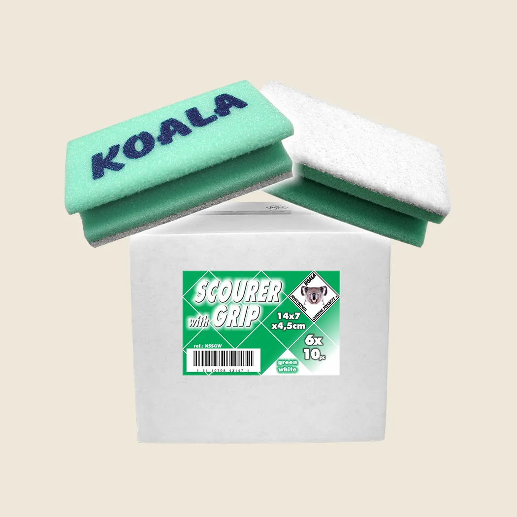 Koala Schuurspons met grip groen/wit (140x70mm)